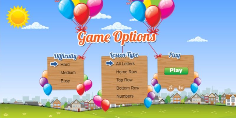 Screen capture of Type-A-Balloon Typing Game
Photo Source: typing.com