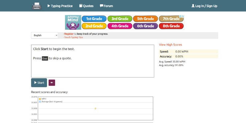 Groups for touch typing competitions — Ratatype